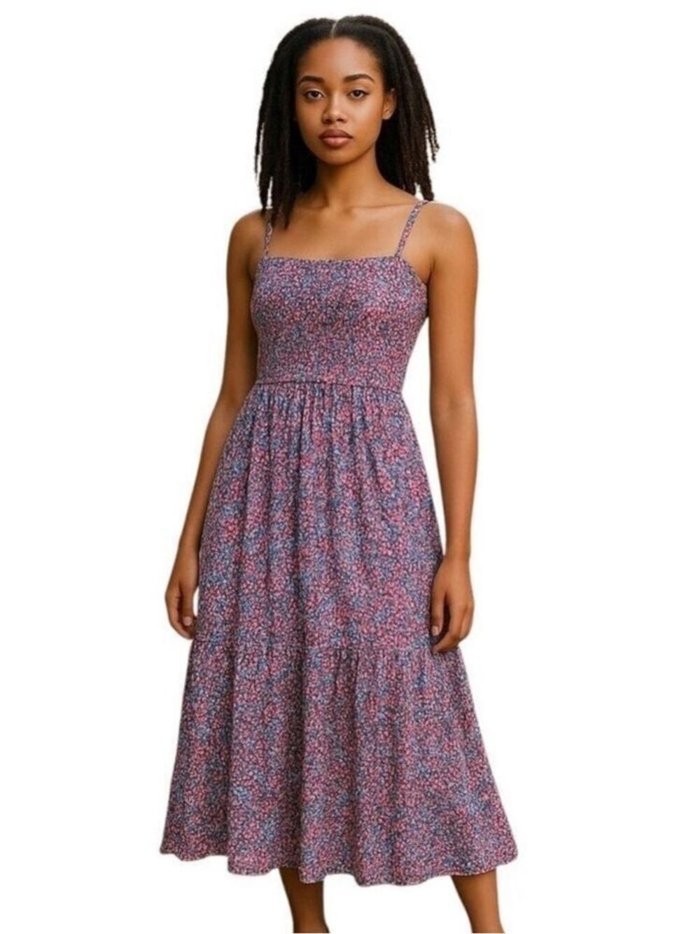 Sienna Sky Floral Maxi Dress Women's Size Large Sundress Pinks, Blues and Yellow